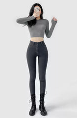 Damen Mid-Waist Röhrenjeans
