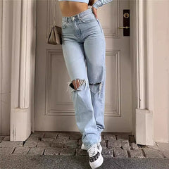 Damen High-Waist Ripped Jeans