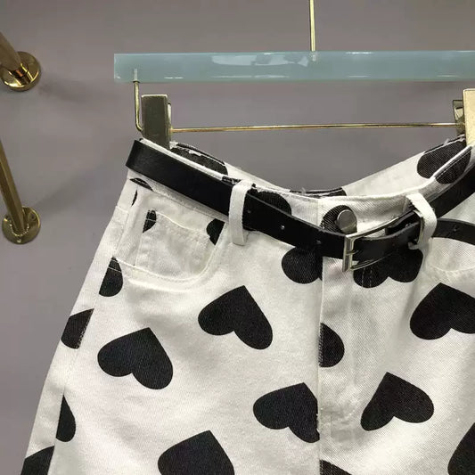 Herzprint Jeansshorts Damen 2025