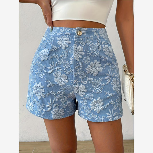 Entdecke elegante Brokat-Jacquard Shorts mit hohem Bund