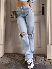 Damen High-Waist Ripped Jeans