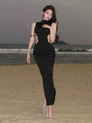 Royal Sister Stil Sexy Rückenfreies Enges Maxikleid