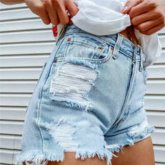 Damen Ripped Jeans-Shorts