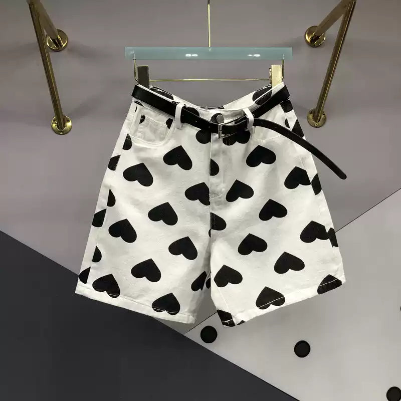 Herzprint Jeansshorts Damen 2025