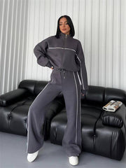 Bequemer Damen Hoodie & Jogger Trainingsanzug Set