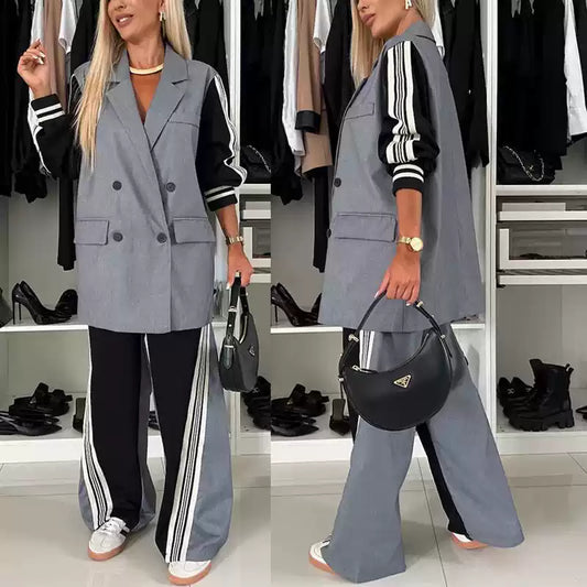 Lässiger Damen Zweiteiler: Doppelreihige Weste & Hose