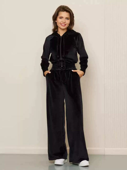 Velvet zip-up tracksuit