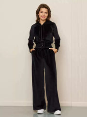 Samt-Jogginganzug mit Reißverschluss