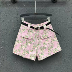 Modische Süße A-Linien Jeansshorts in Rosa