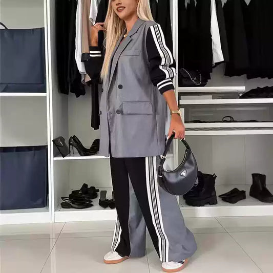 Lässiger Damen Zweiteiler: Doppelreihige Weste & Hose