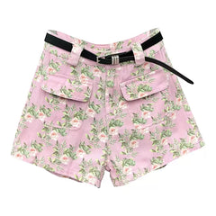 Modische Süße A-Linien Jeansshorts in Rosa