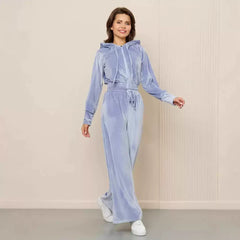 Samt-Jogginganzug mit Reißverschluss