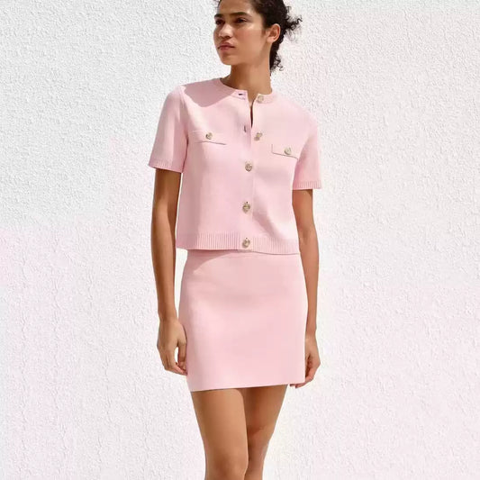 Elegante Strickjacke & Minirock im Europäischen & Amerikanischen Stil