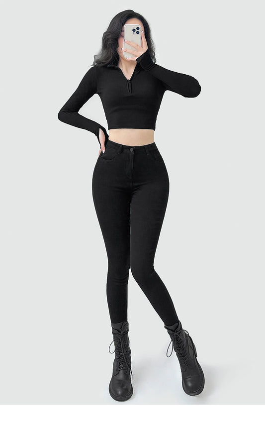 Damen Mid-Waist Röhrenjeans