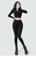 Damen Mid-Waist Röhrenjeans