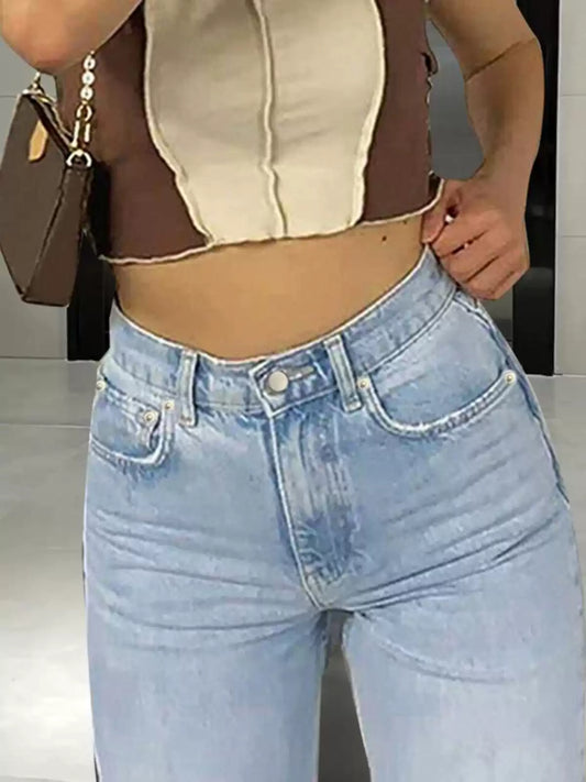Damen High-Waist Ripped Jeans