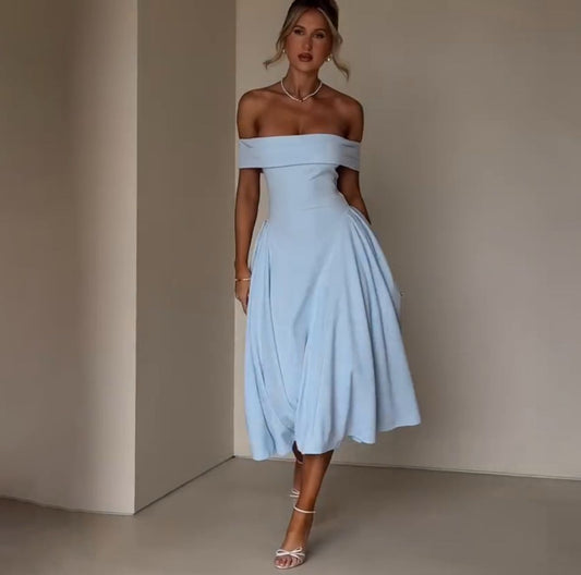 Elegant off-shoulder midi dress