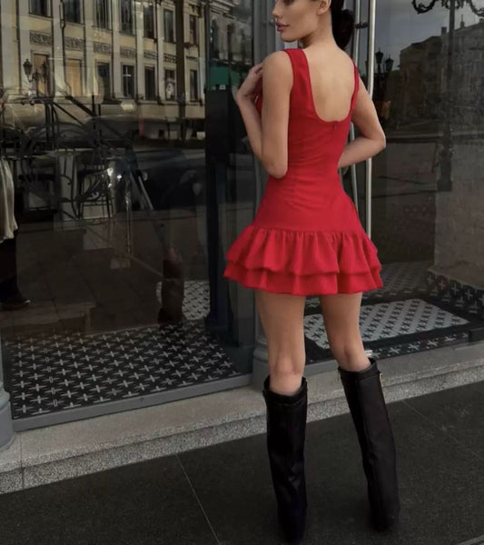 Elegant ruffle mini dress