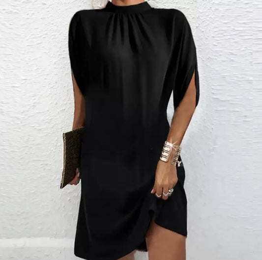 Elegant black dress with slit sleeves