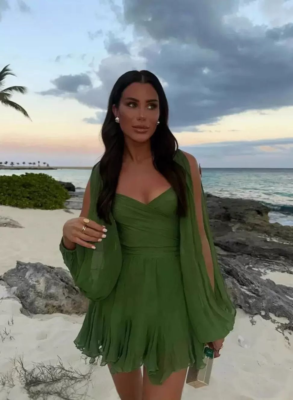 Chiffon-Kleid in Smaragdgrün