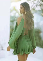 Chiffon-Kleid in Smaragdgrün