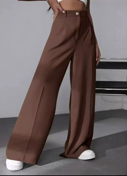 High-Waist Wide-Leg Hose “Choco Elegance”