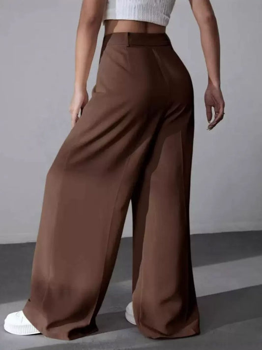 High-Waist Wide-Leg Hose “Choco Elegance”