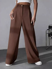 High-Waist Wide-Leg Hose “Choco Elegance”