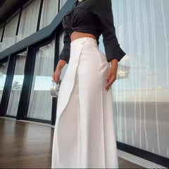 Elegance Wrap Palazzo – High Waist Hose in Weiß