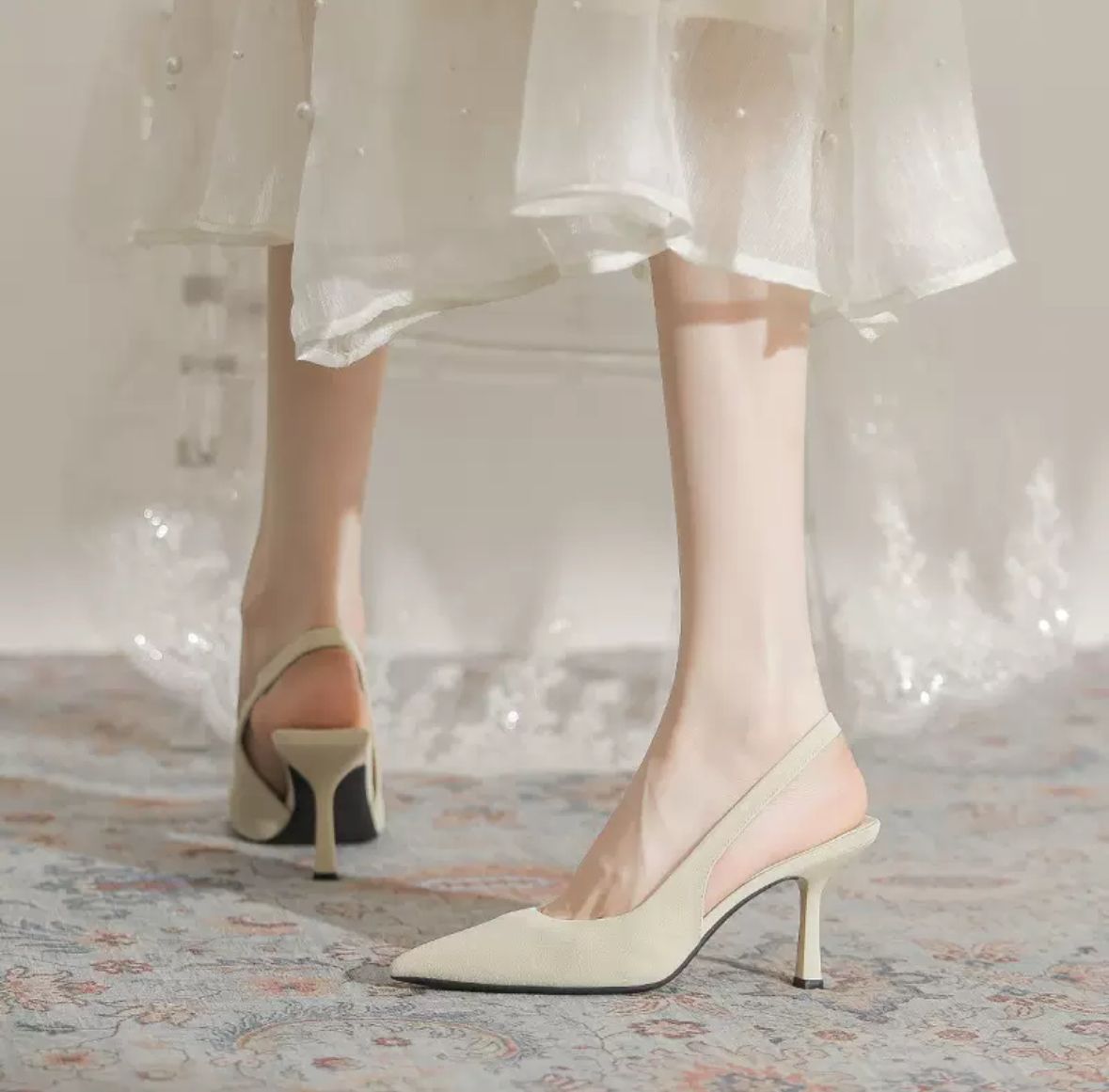 Eleganza – Slingback-Pumps in Creme