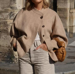Céline Oversized Wool Jacket – Sandstone Beige