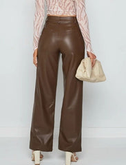 Sienna High-Waist Kunstlederhose – Chocolate Brown