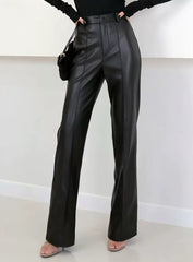 LUXE Leather Touch – High-Waist Hose in Schwarz