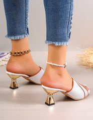 Eleganza Chic – Women's mules with block heel in white