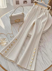 Elegance High-Waist Hose mit Goldknopf