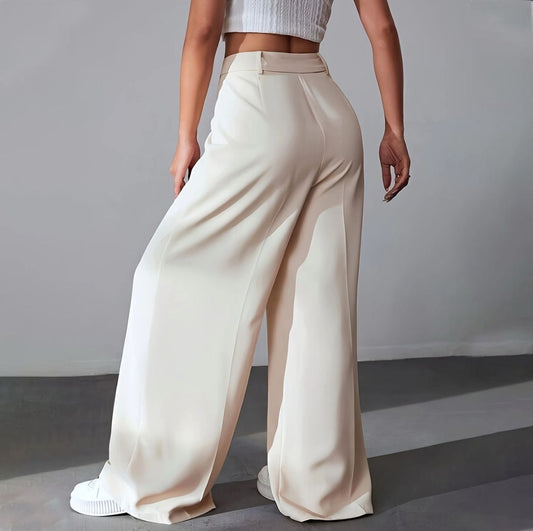 LIVIA – High-Waist Wide-Leg Hose in Cremeweiß