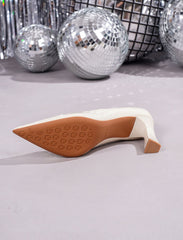 Eleganza High Heels – Cremeweiß mit Blockabsatz