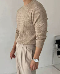 Sandfein Struktur“ – Herrenpullover in Zopfmuster