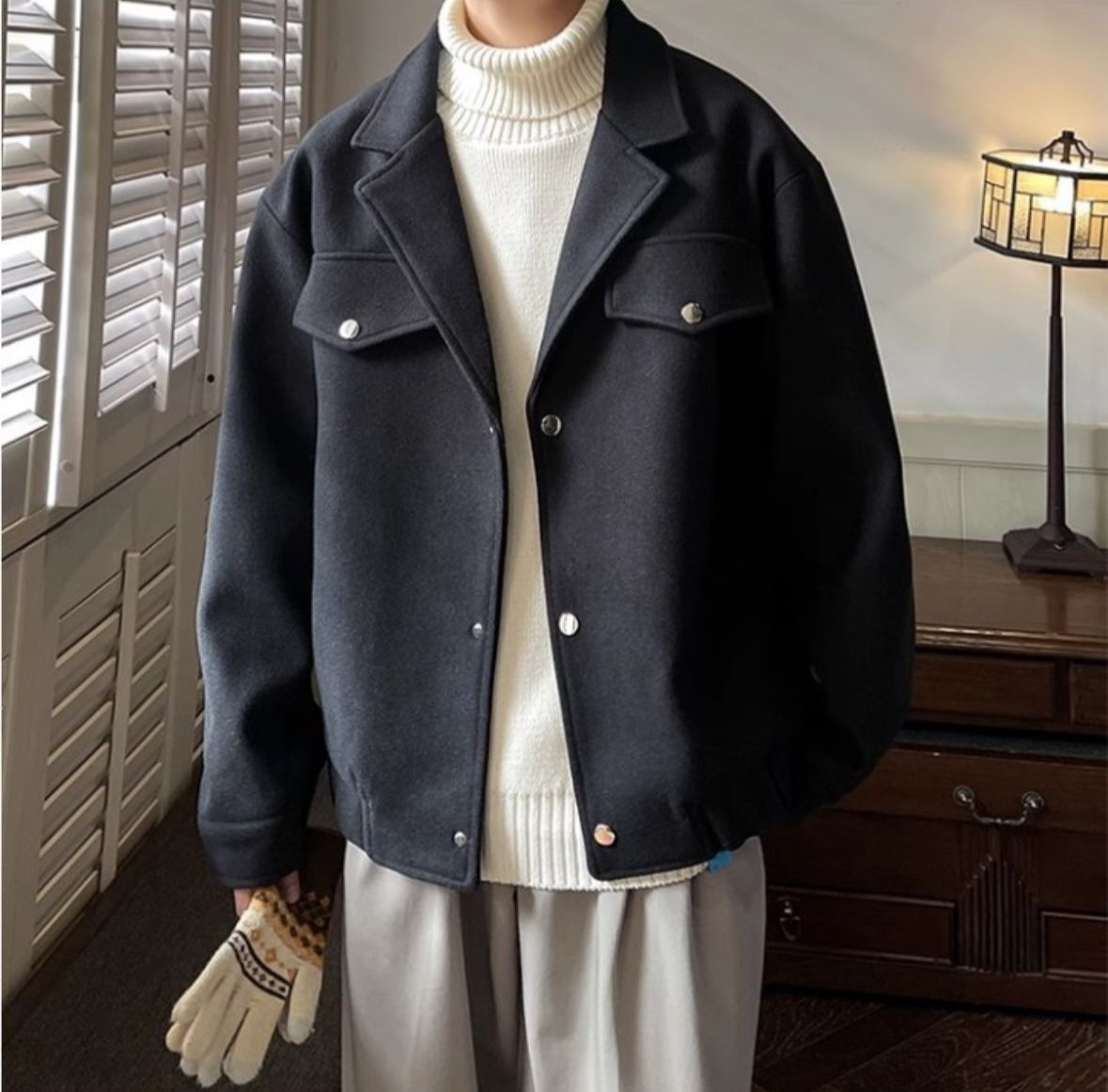 „Stadtschwarz“ – Herren Overshirt mit Wollanteil