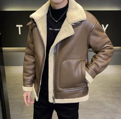 Leather Flame – Men’s jacket with teddy lining