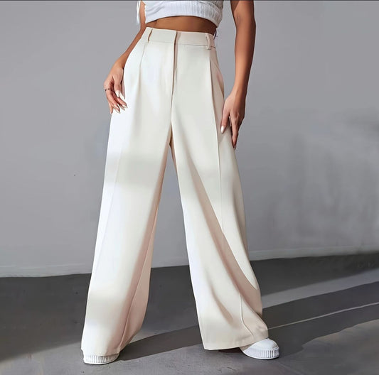 LIVIA – High-Waist Wide-Leg Hose in Cremeweiß