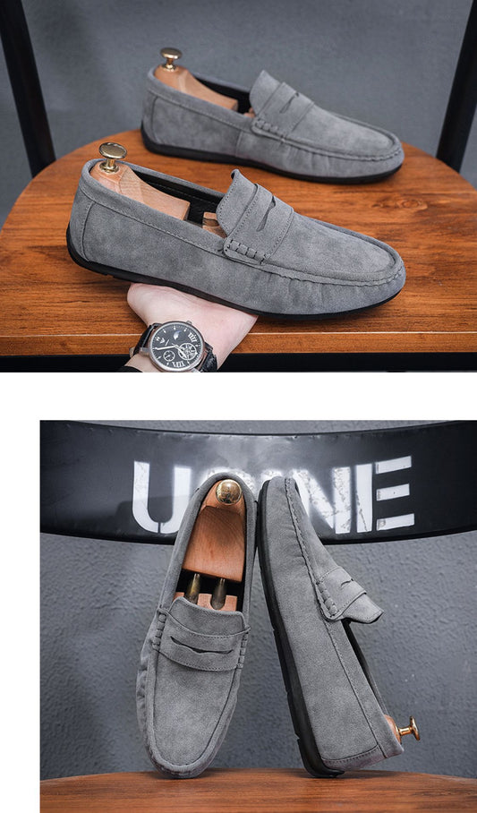 Grauer Velours-Loafer „Eliano“